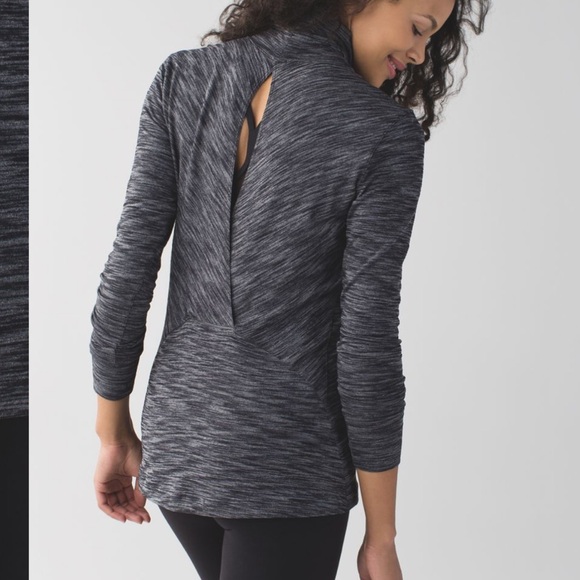 Lululemon &go Take-Off Long Sleeve heathered Black 4 - Picture 1 of 8